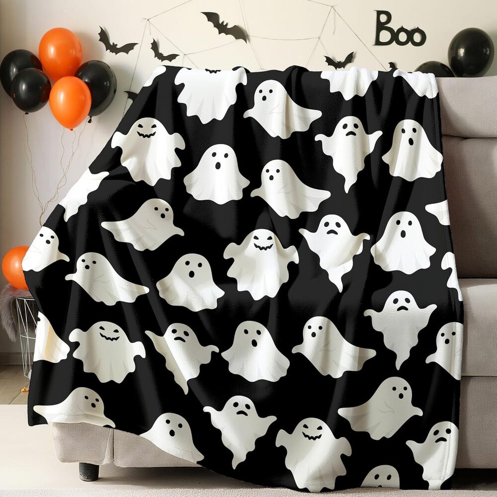 Halloween Ghost Throw Blanket Cute Funny Ghosts Blanket Soft